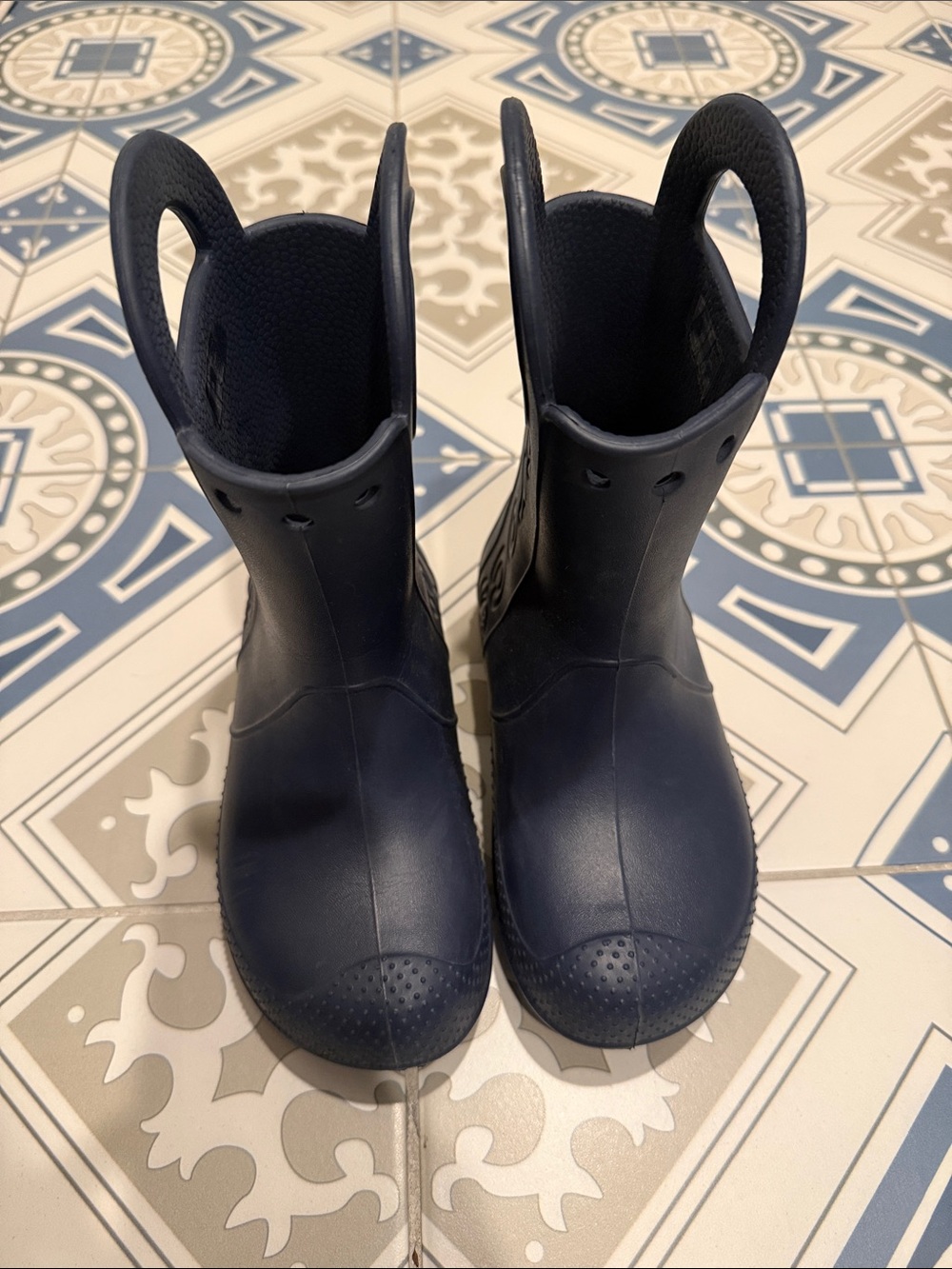 Crocs Kids Waterproof Navy Blue Handle It Rain Boots Size c13